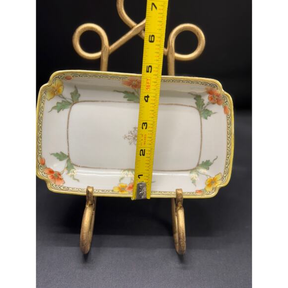 Vintage Nippon Hand-Painted Trinket Dish – 7.5" W x 4.5" H - Picture 9 of 10